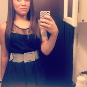 Mid thigh black lace dress